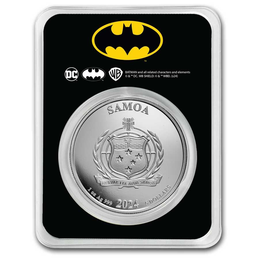 2024 Samoa 1oz Silver DC Comics Batman Colorized Coin in Assay Card