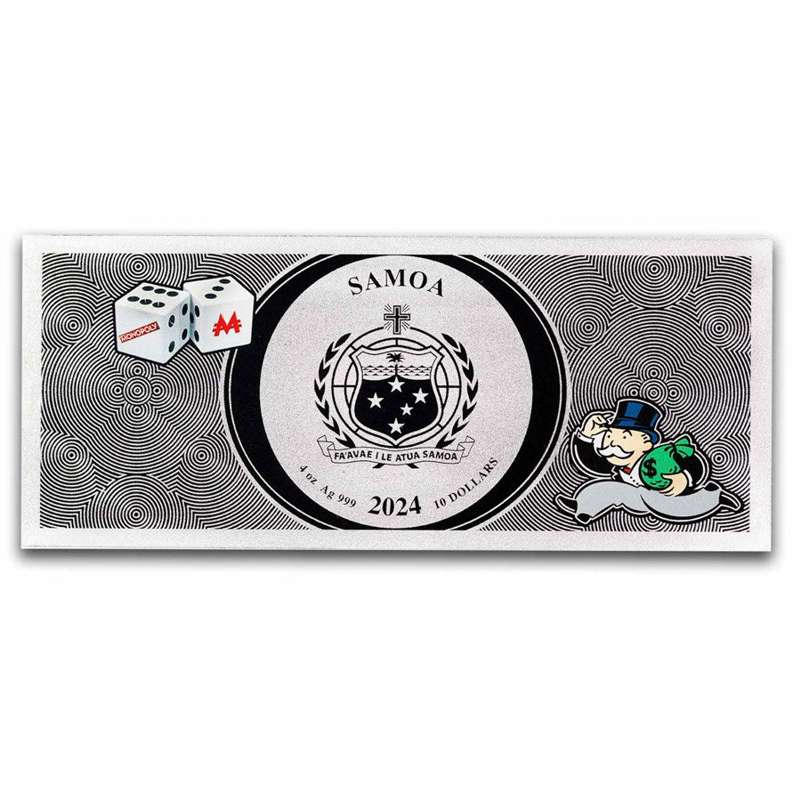 2024 Samoa 4oz Silver Monopoly Colorized Bar